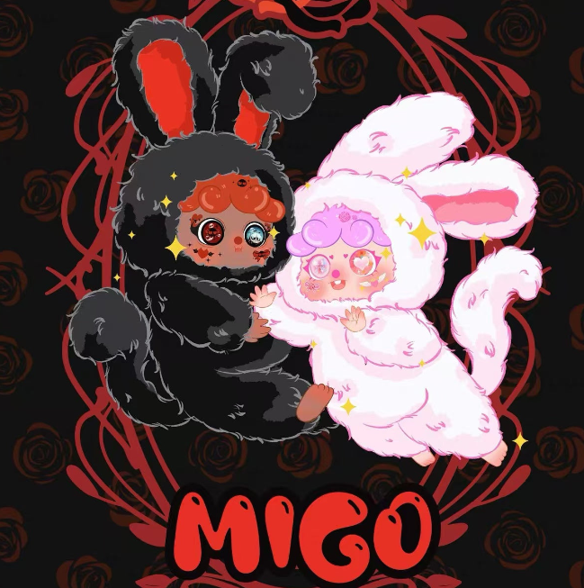 MIGO Twin Life Limited Edition 400% Plush Hanging Card Black Night White Day Series Blind Box